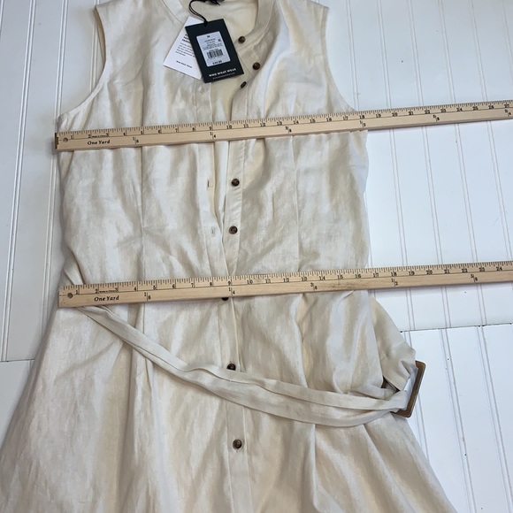 Who What Wear Sz M Linen Belted Button Front Dress Sleeveless Natural - Picture 7 of 9
